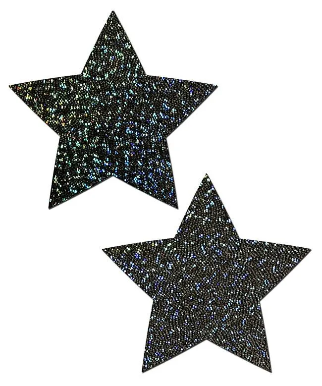 Star: Black Glitter Star Nipple Pasties