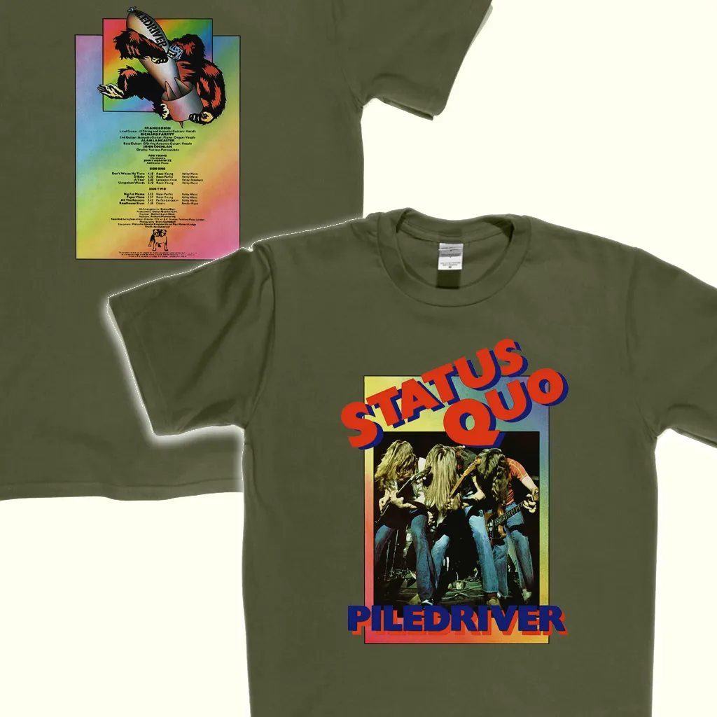 Status Quo Piledriver Front And Back T-Shirt