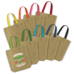 Stock Jute Tote Bag With Coloured Handles(SJB-30T)