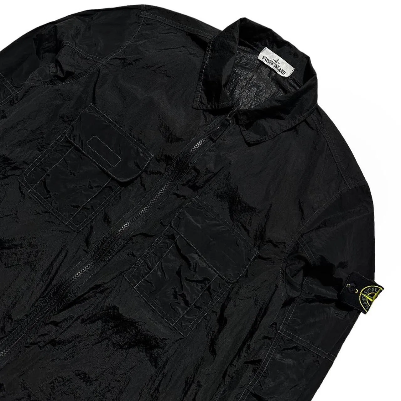 Stone Island Double Pocket Black Nylon Overshirt