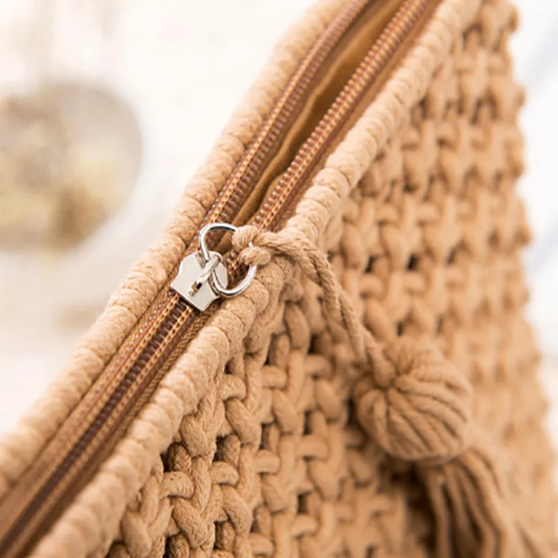 Tassel Handmade Woven Cotton Thread Crossbody Bag