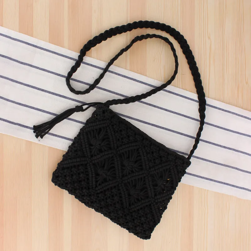 Tassel Handmade Woven Cotton Thread Crossbody Bag