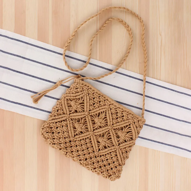 Tassel Handmade Woven Cotton Thread Crossbody Bag