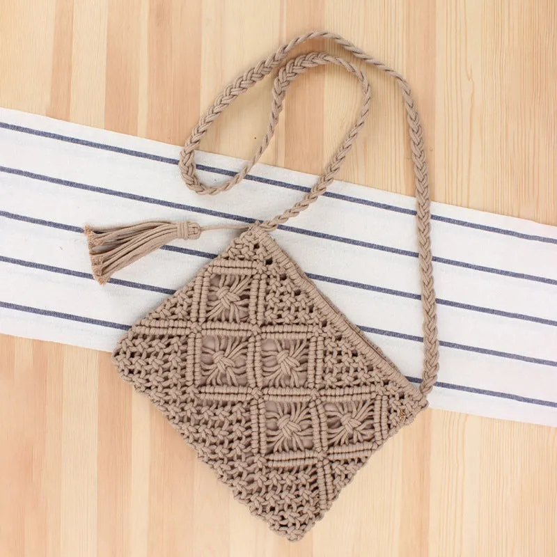 Tassel Handmade Woven Cotton Thread Crossbody Bag