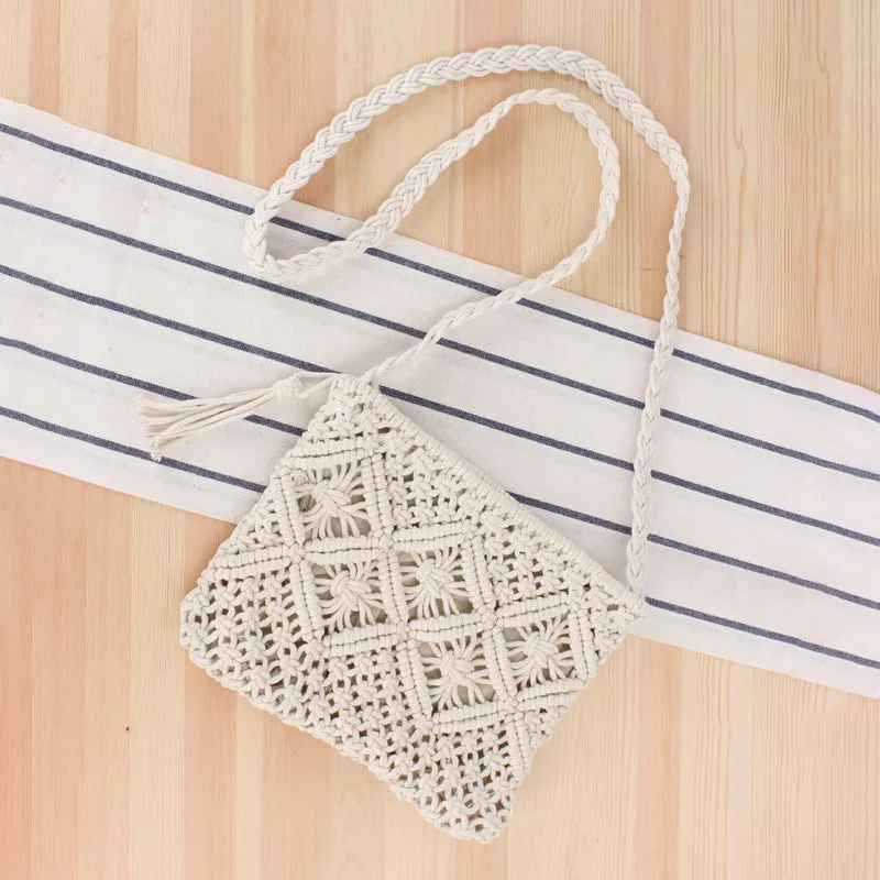 Tassel Handmade Woven Cotton Thread Crossbody Bag