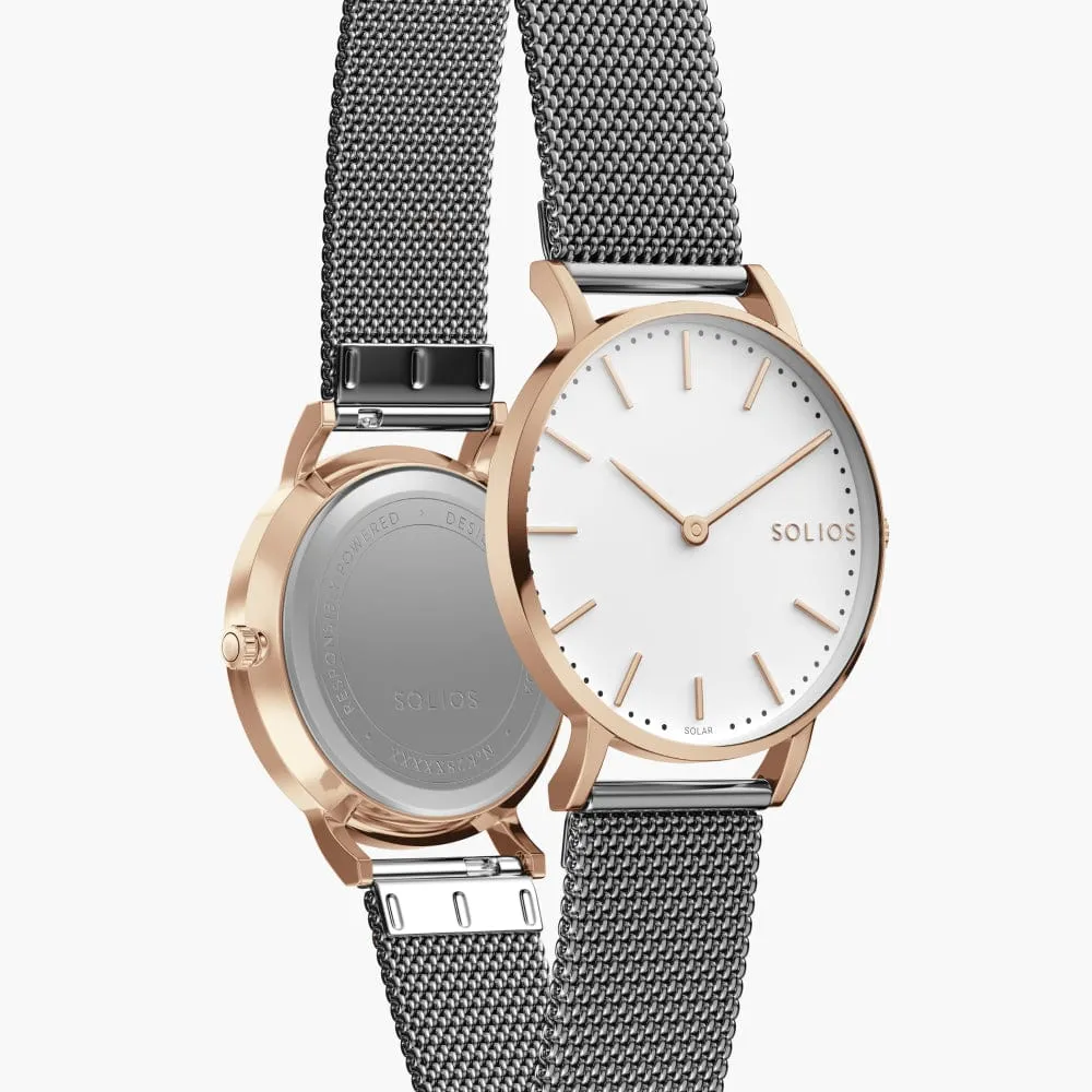 The Solar Classic | White Dial - Rose Gold Case