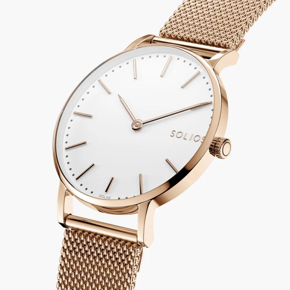 The Solar Classic | White Dial - Rose Gold Case