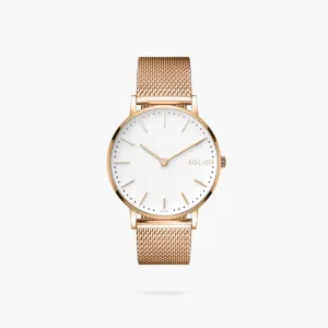 The Solar Classic | White Dial - Rose Gold Case