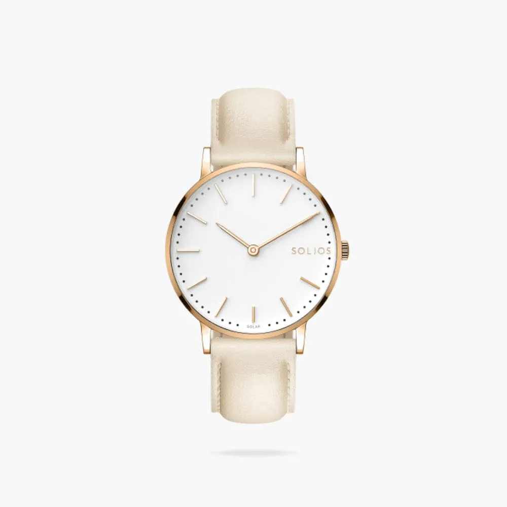 The Solar Classic | White Dial - Rose Gold Case