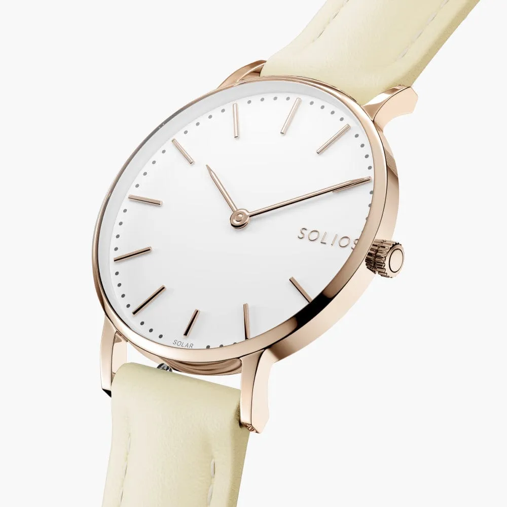 The Solar Classic | White Dial - Rose Gold Case