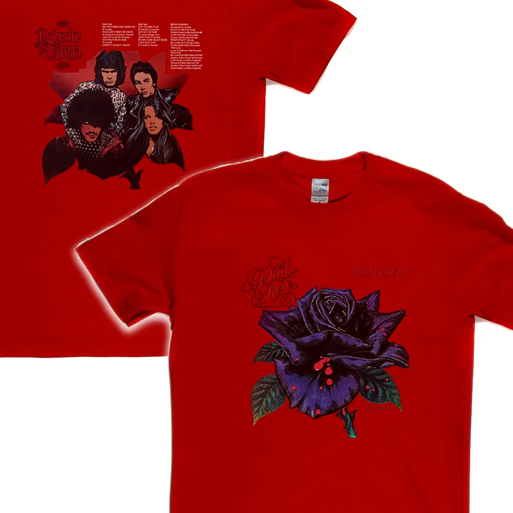 Thin Lizzy Black Rose Front And Back T-Shirt