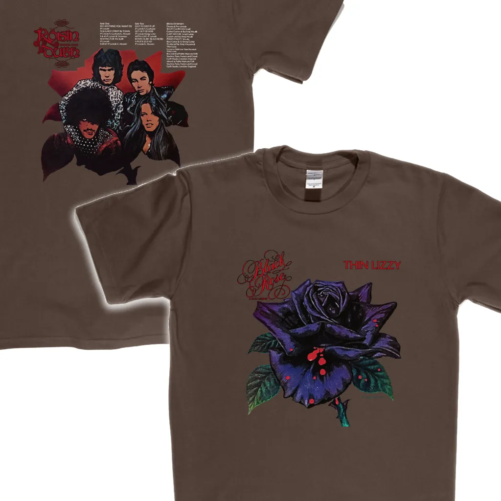 Thin Lizzy Black Rose Front And Back T-Shirt