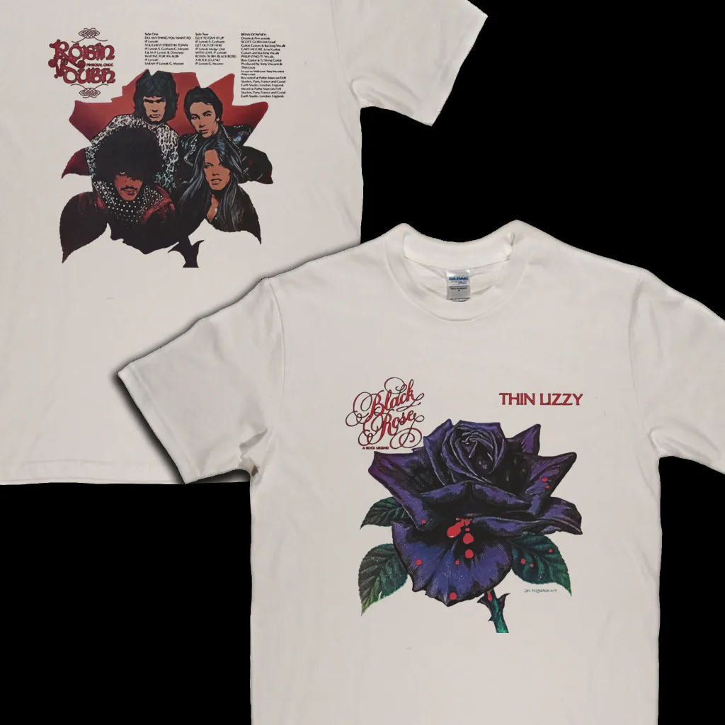 Thin Lizzy Black Rose Front And Back T-Shirt