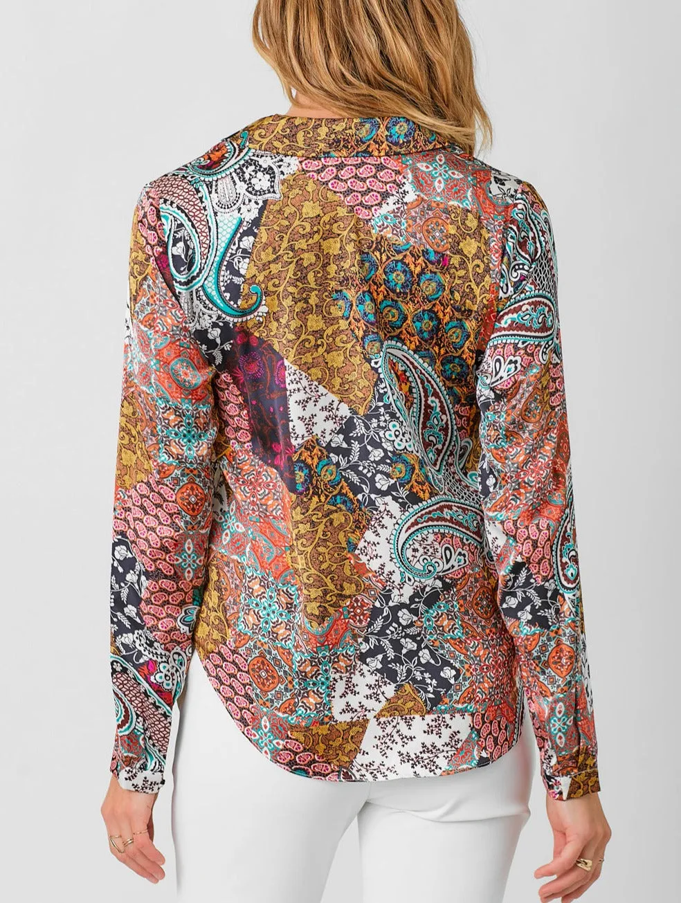 Tie Front Printed Blouse