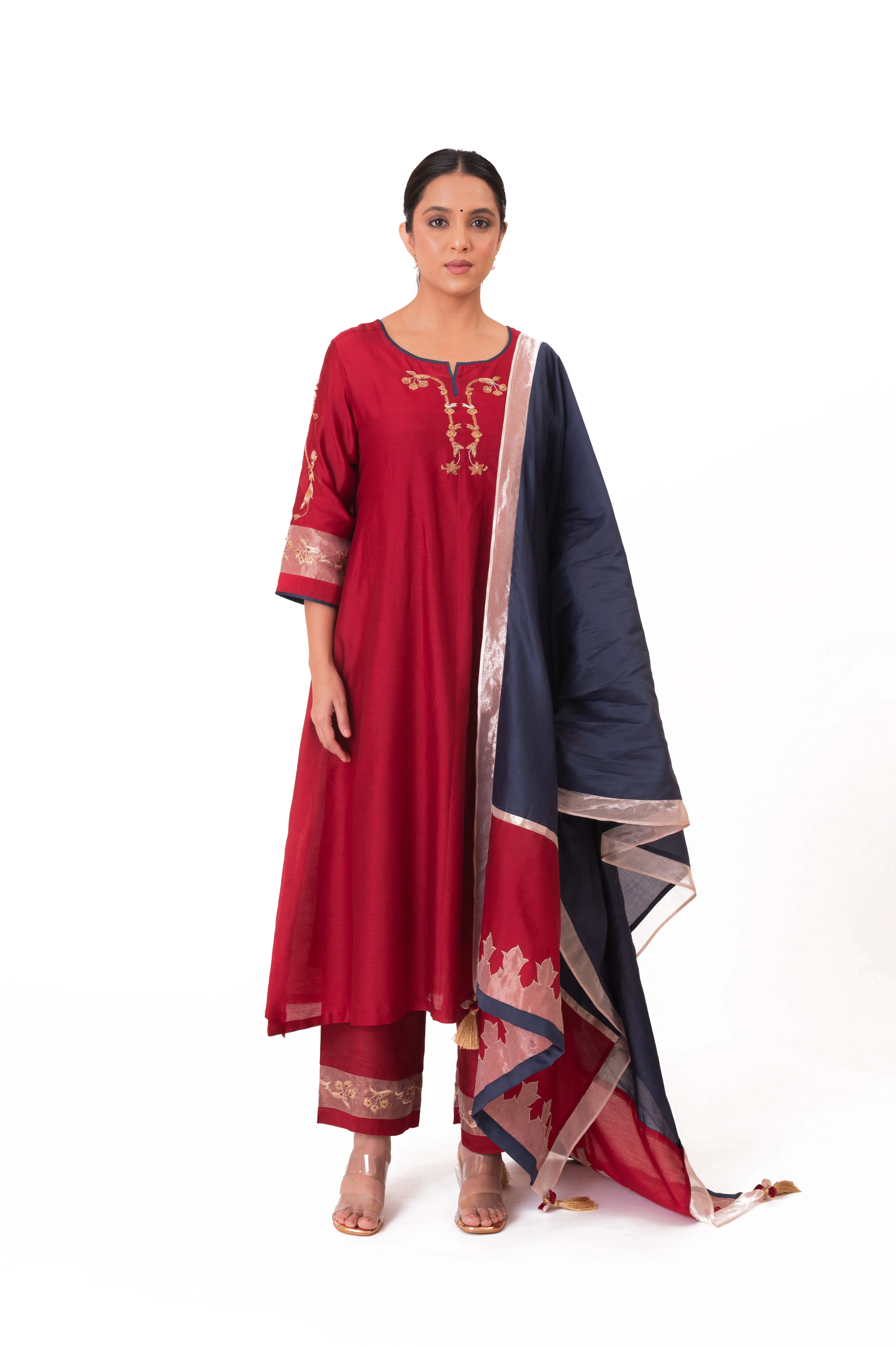 Tissue Patch Dupatta Dual Color Kurta Set