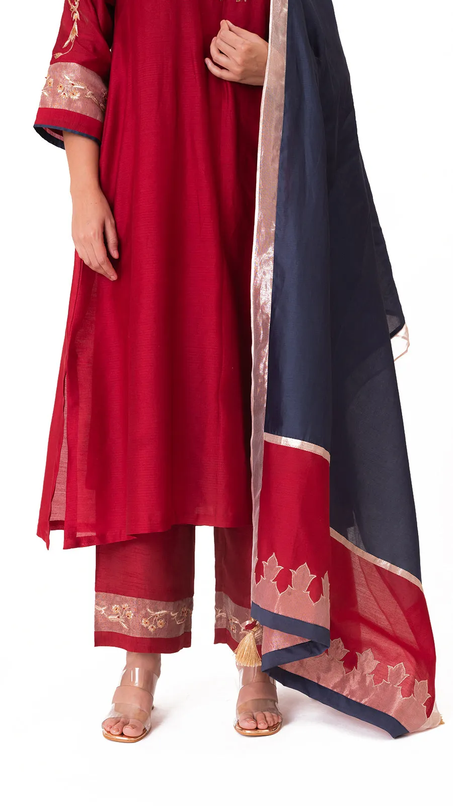 Tissue Patch Dupatta Dual Color Kurta Set