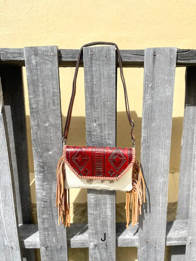 Top Notch Accessories Brown Cowhide Purse With Leather Embossed Flap 3072BR