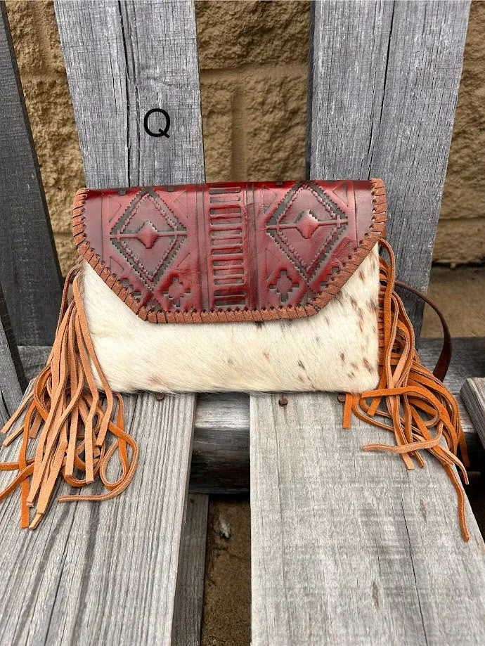 Top Notch Accessories Brown Cowhide Purse With Leather Embossed Flap 3072BR