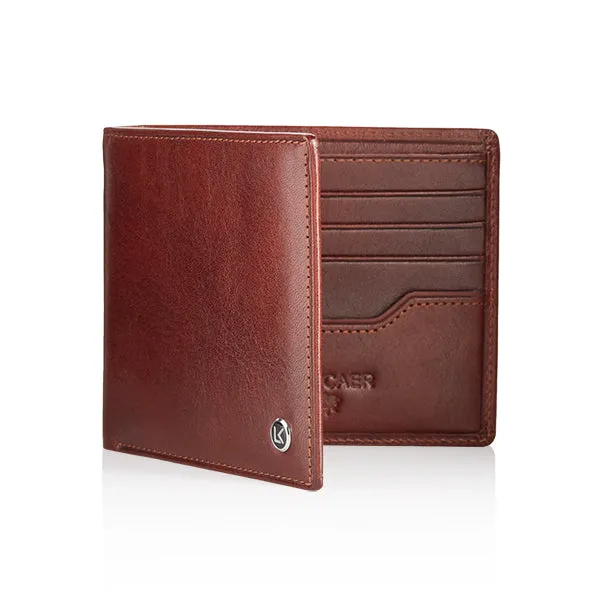 Traditional vegetable tanned leather wallet in brown - 8 card slot