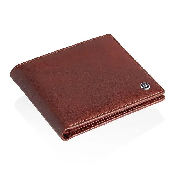 Traditional vegetable tanned leather wallet in brown - 8 card slot