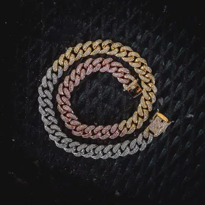 Tri-Colored Diamond Cuban Link Choker (10mm)