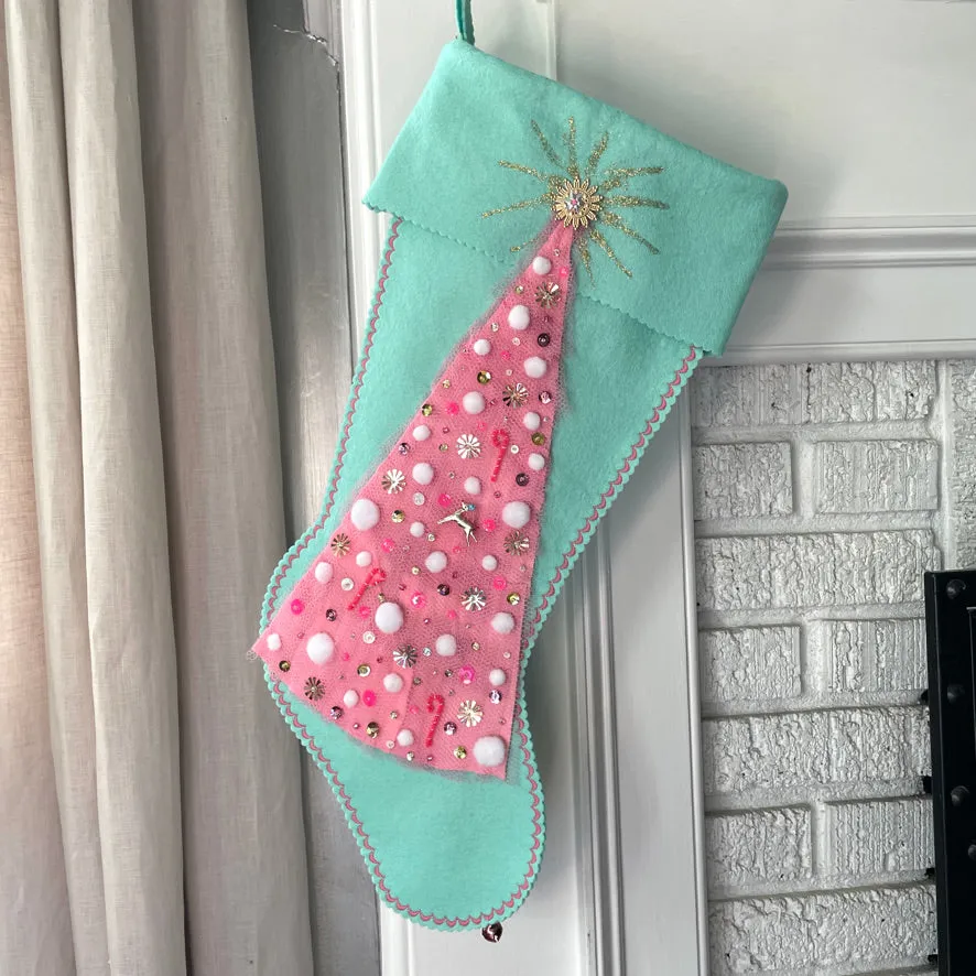 Tulle Tree Christmas Stocking