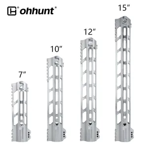 Unbranded Gen2 AR-15 Lightweight Free Float M-LOK Raw Handguard 7" 10" 12" 13.5" 15" Silver Color