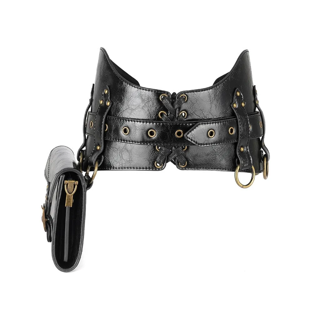 Unisex Steampunk Buckle Splice Square Waist Bag