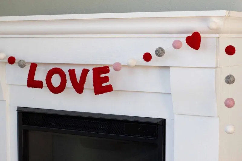 Valentine's LOVE Garland- Red, Pink, Gray, White