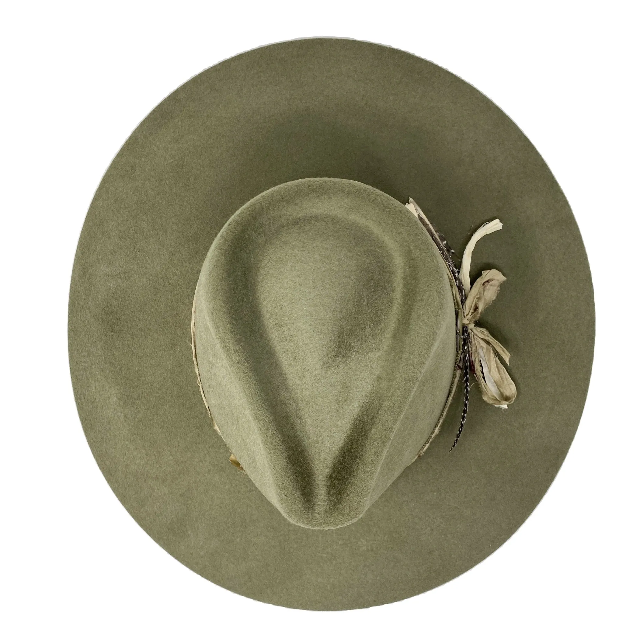 VERONA FEDORA IN PALE OLIVE WITH VINTAGE SILK