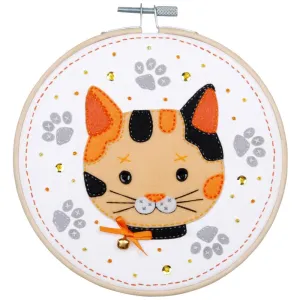 Vervaco Felt Applique Kit 6" - Round Kitten*