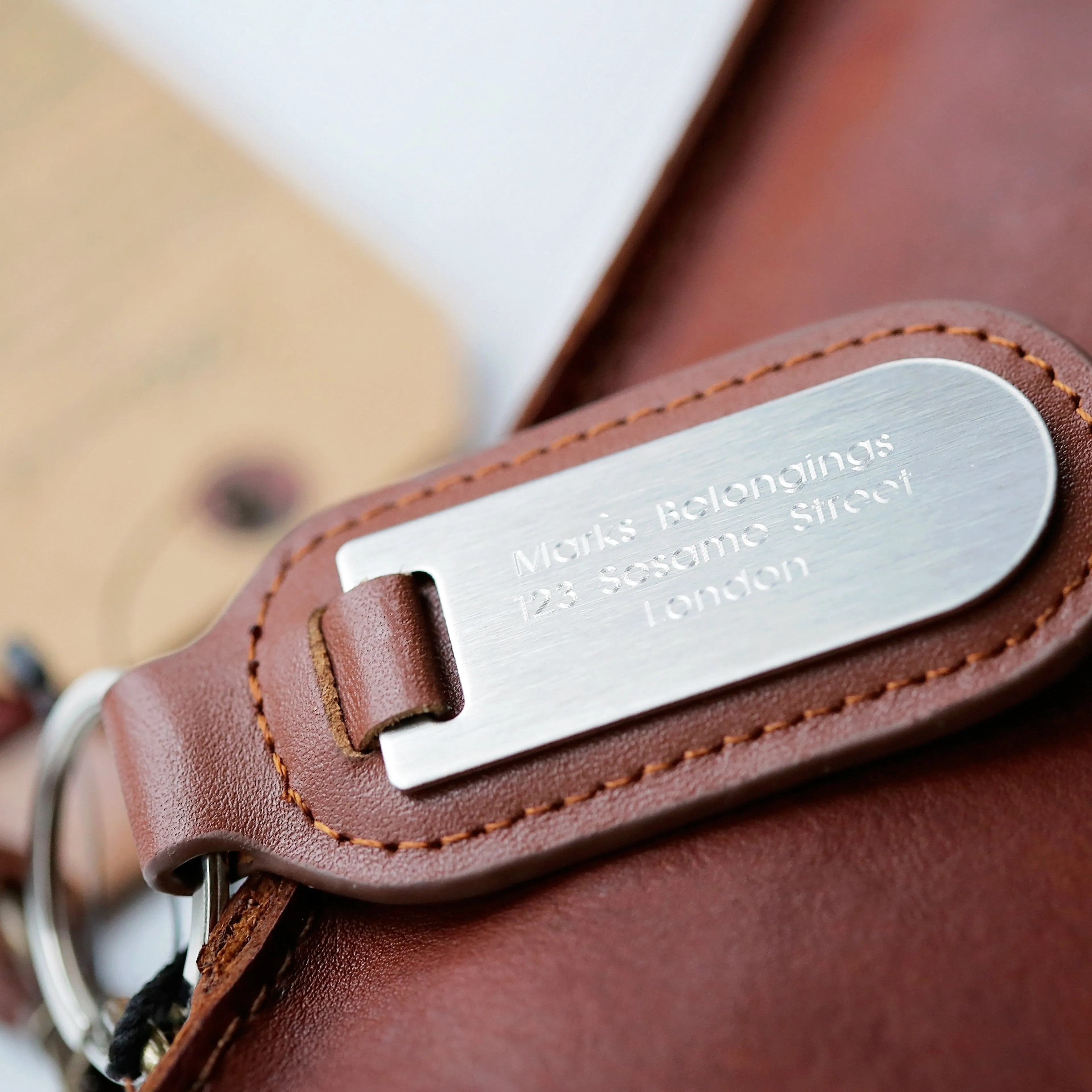 Vintage Leather Tablet Bag With Personalised Name Tag