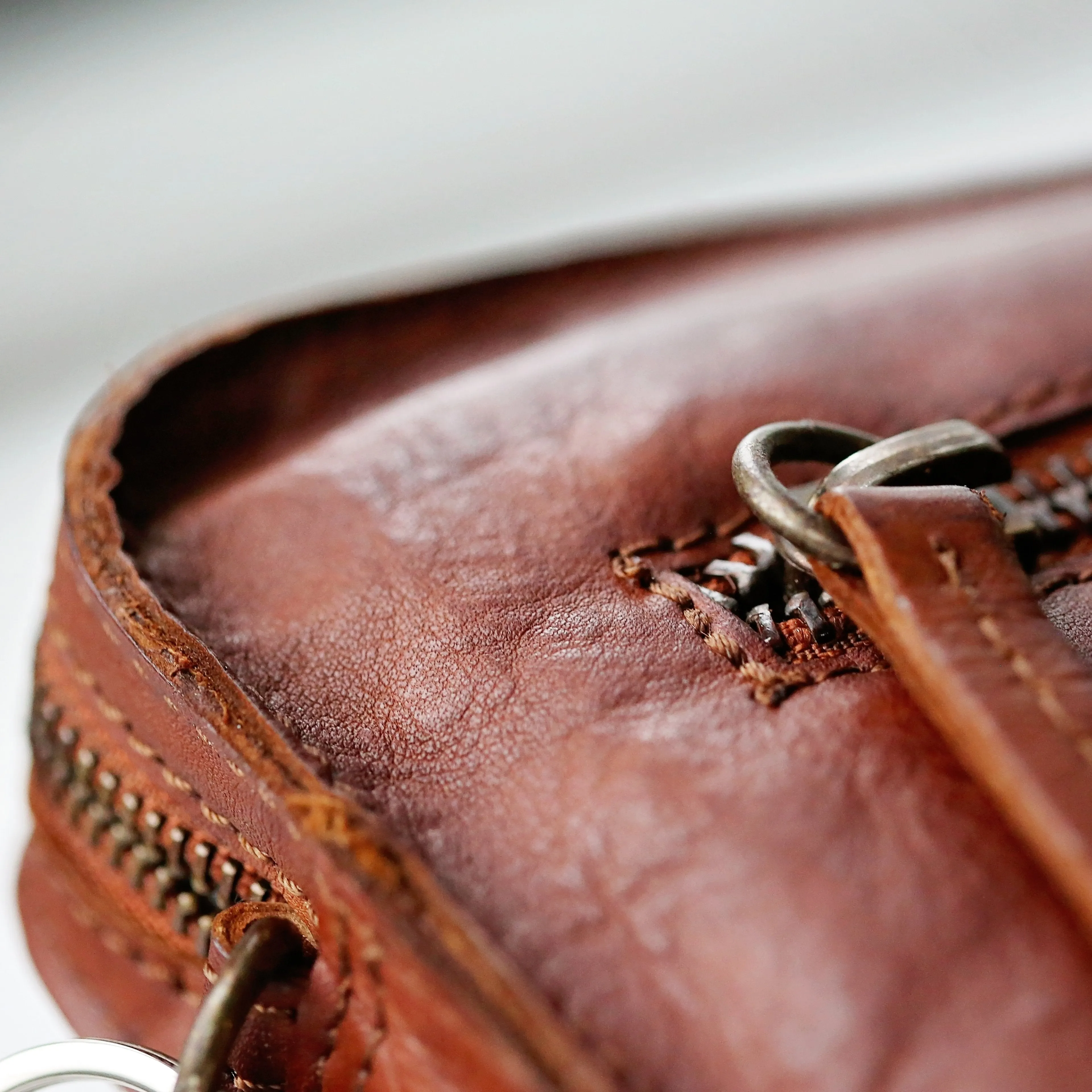 Vintage Leather Tablet Bag With Personalised Name Tag