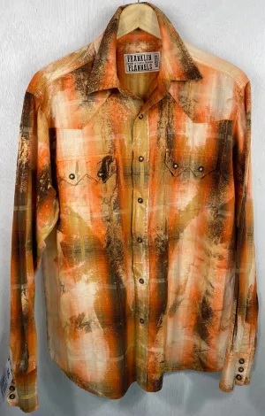 Vintage Orange, Cream and Grey Lightweight Cotton Size Medium