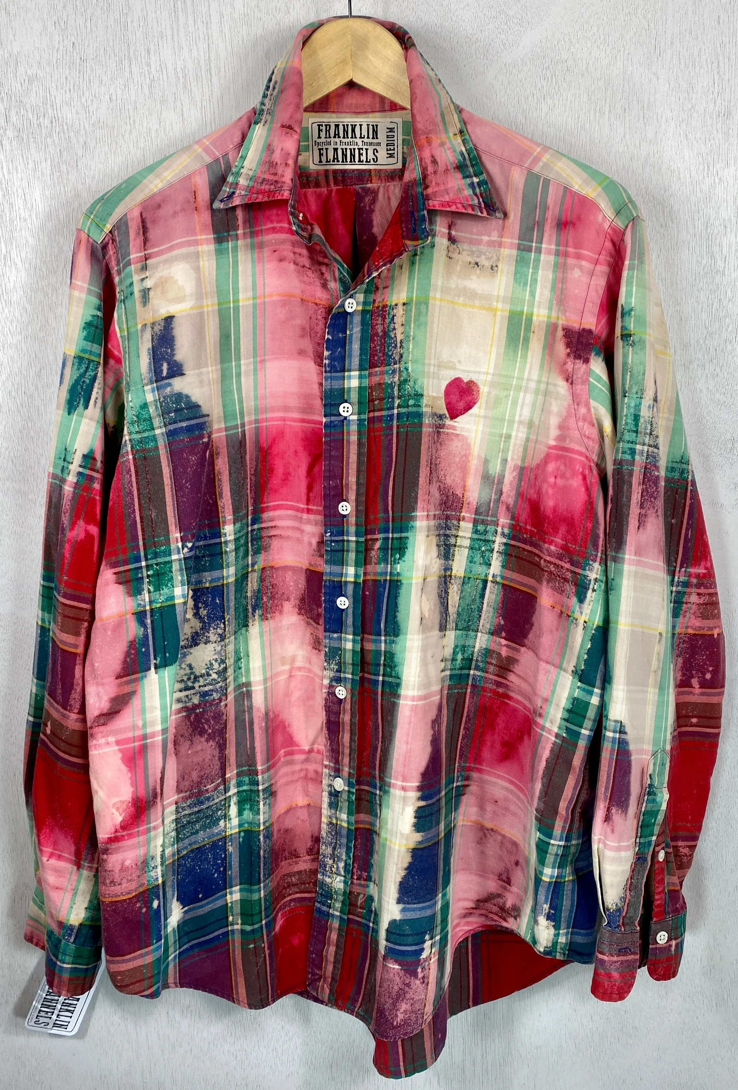 Vintage Red, Pink, Green and Cream Lightweight Cotton Size Medium