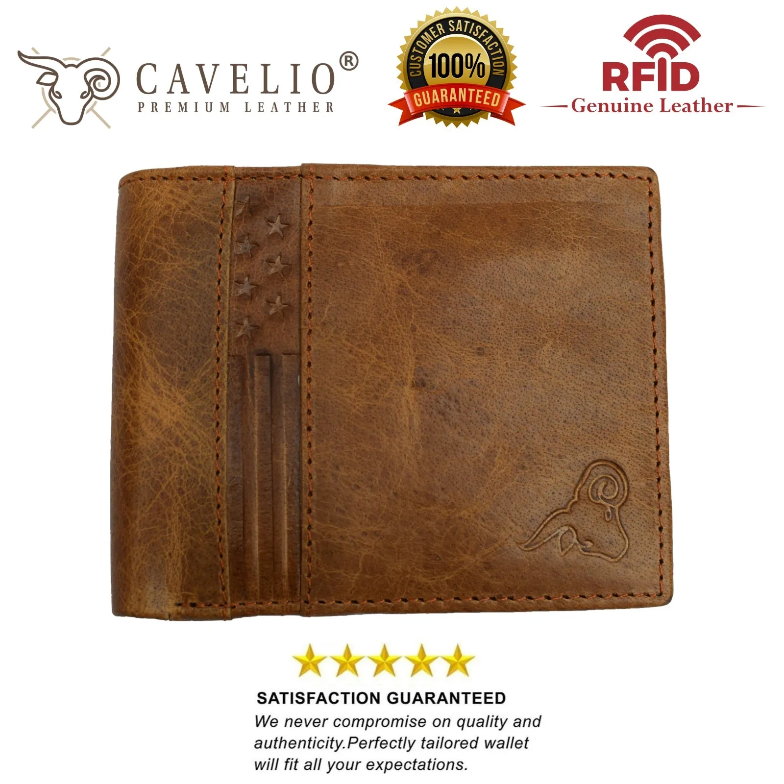 Wallet for Men’s - Genuine Leather Slim Bifold RFID Blocking Packed in Stylish Gift Box USA Series