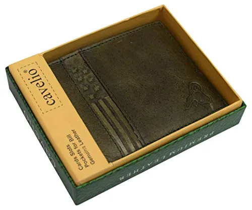 Wallet for Men’s - Genuine Leather Slim Bifold RFID Blocking Packed in Stylish Gift Box USA Series