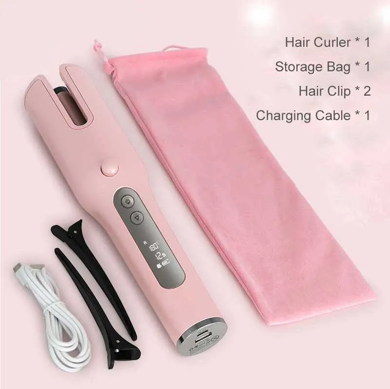 Wireless Automatic Curler USB, LCD Screen Ceramic Heating Anti-perm Curler.