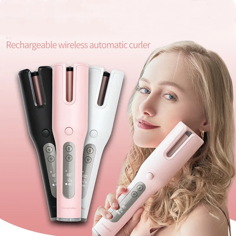 Wireless Automatic Curler USB, LCD Screen Ceramic Heating Anti-perm Curler.