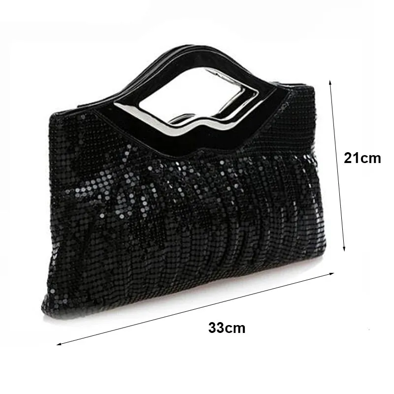 Women Luxury Sequins Evening Clutch Full Rhinestones Chain Purse  Black , Silver , Gold