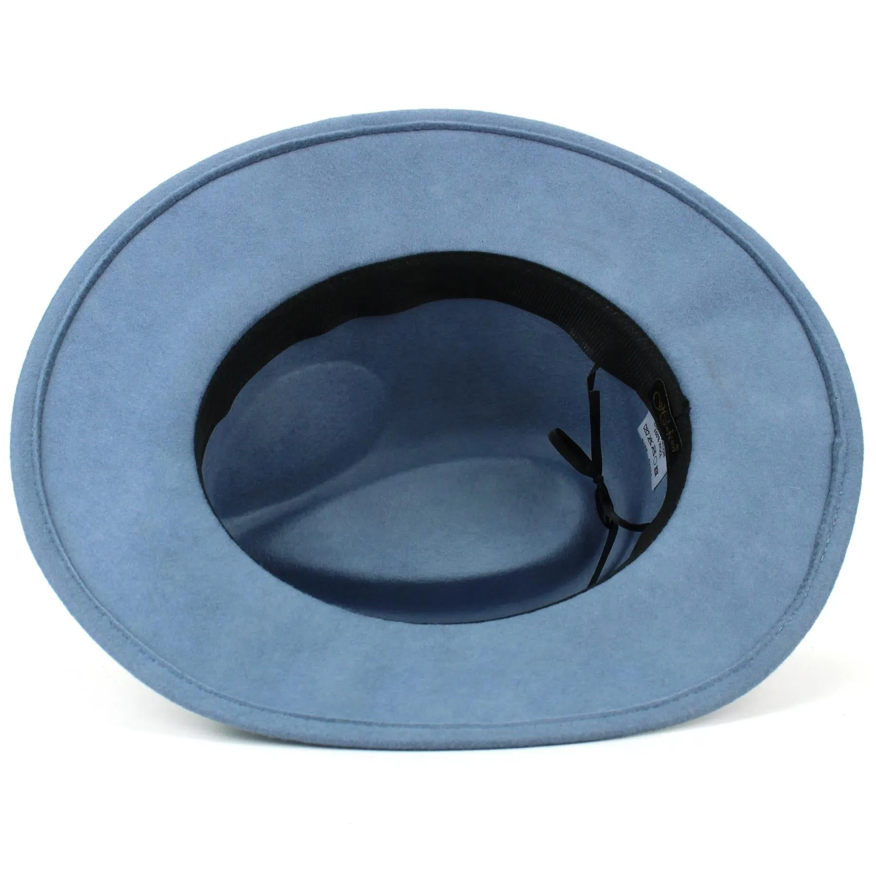 Wool Felt Fedora with Feather - Light Blue