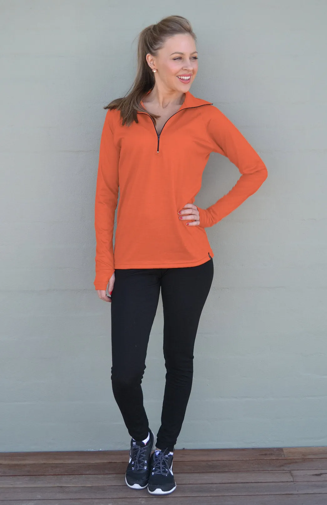 Zip Neck Top - Relax Fit 220g Rib