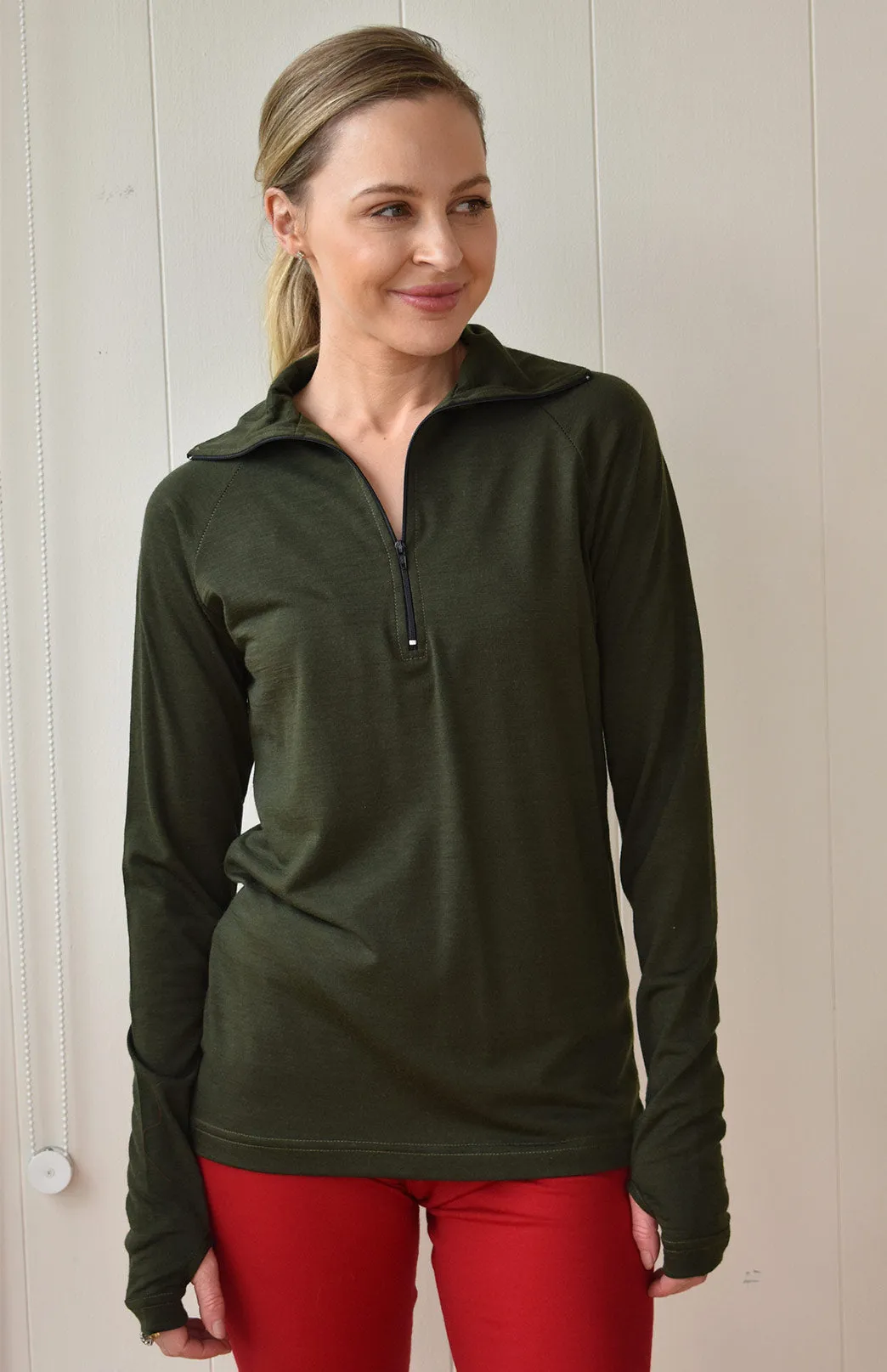 Zip Neck Top - Relax Fit 220g Rib