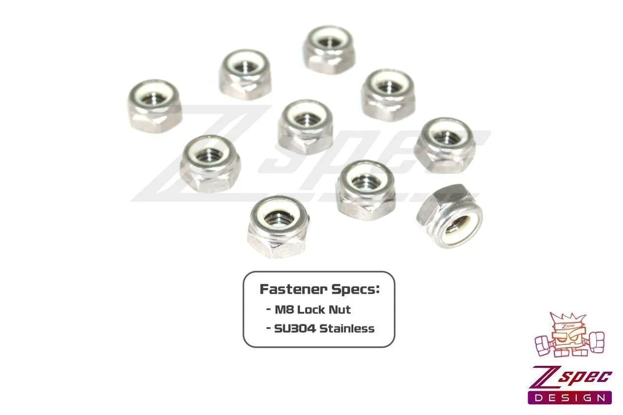 ZSPEC M8-1.25 Nylon Lock Nuts, Stainless SUS304, 10-Pack